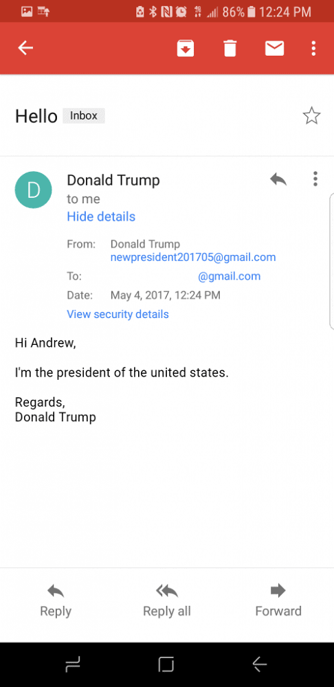 fake email viewing sender information